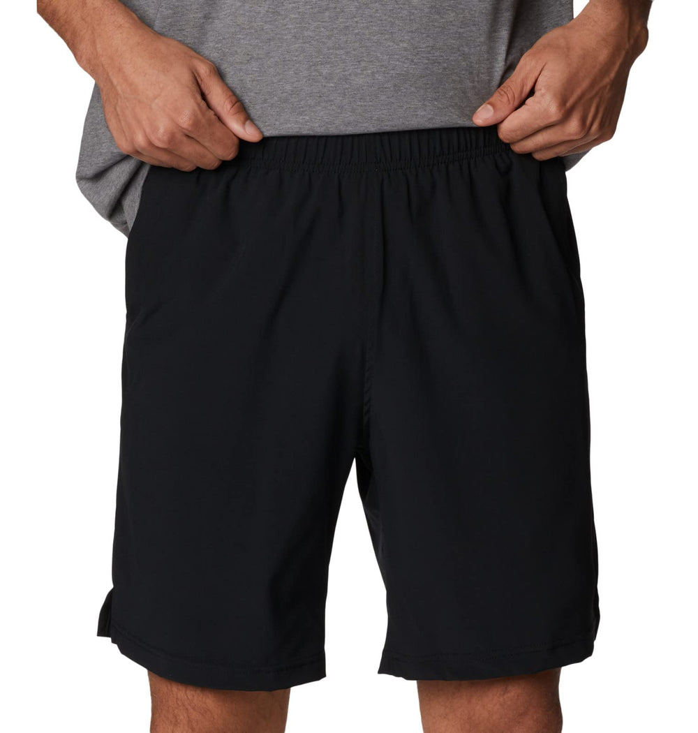 Columbia Hike Brief Short black XL in-use on trail demonstrates durability