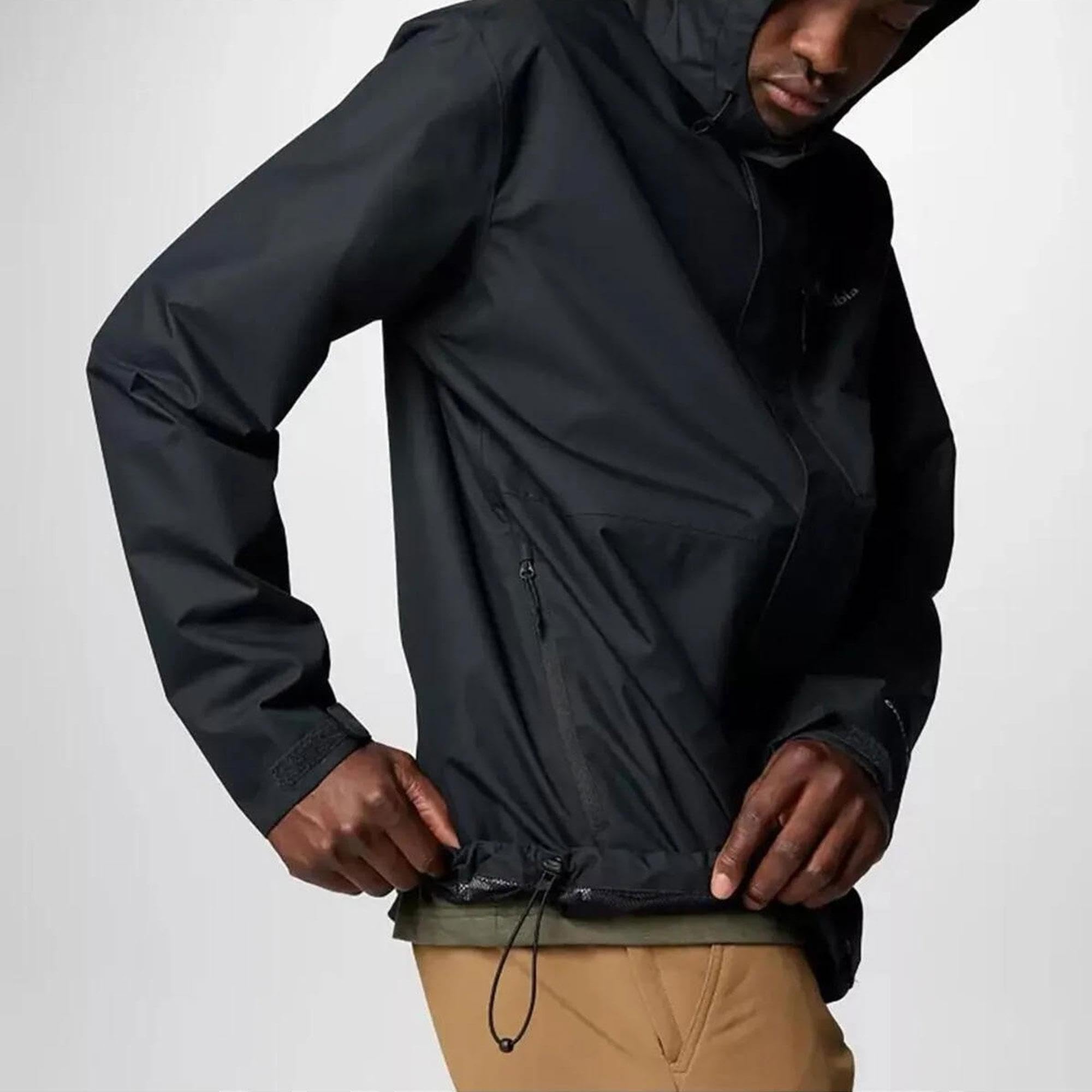 Columbia Hikebound II Jacket chest pocket zipper close-up for secure essentials.