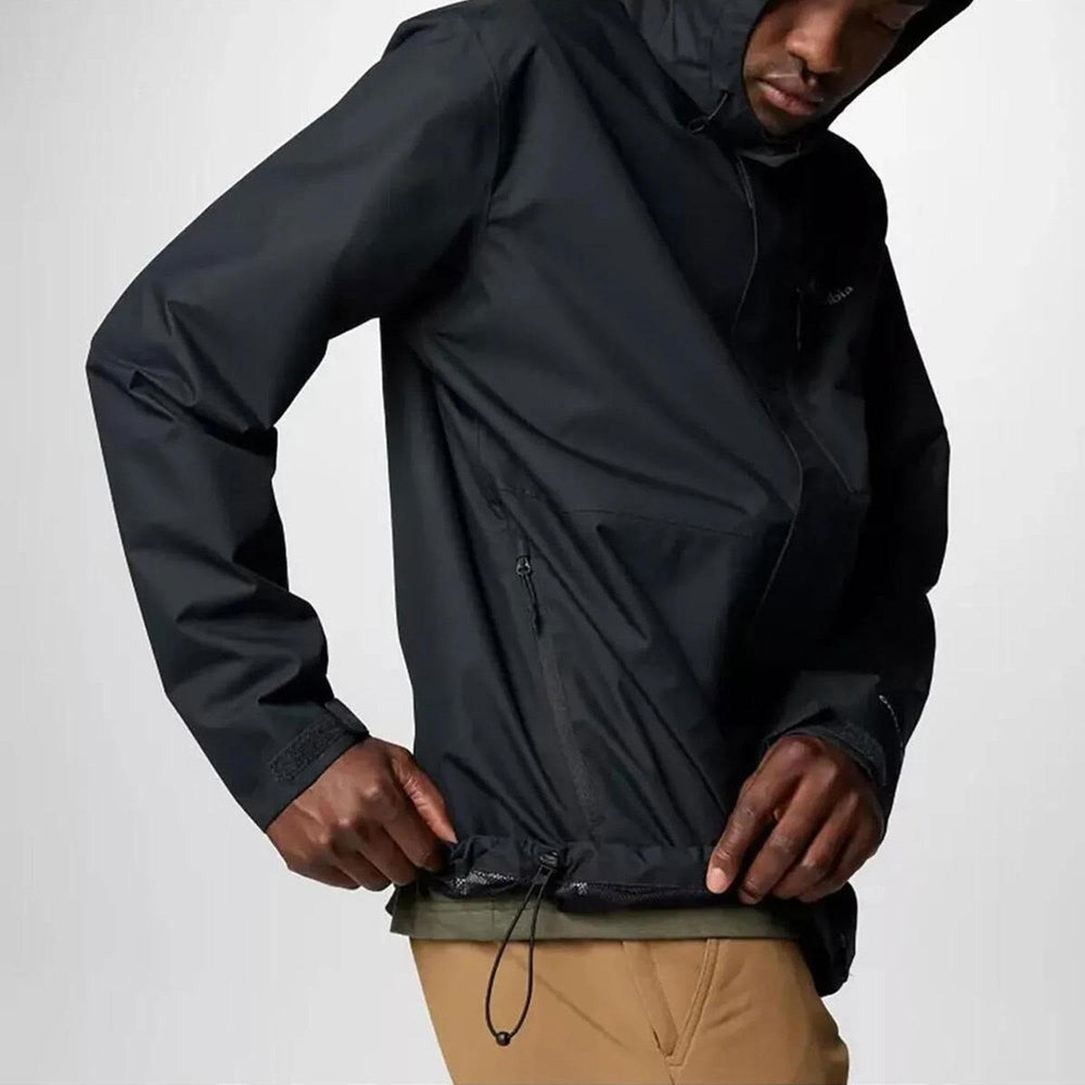 Columbia Hikebound II Jacket chest pocket zipper close-up for secure essentials.