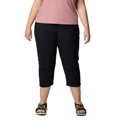 Columbia Leslie Falls Capri II black, front view with UV protection and functional pockets.