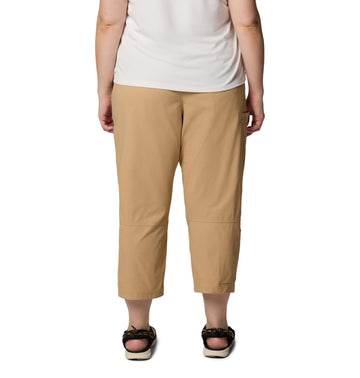 Columbia Leslie Falls Capri II hem rolled view for knee-length option.