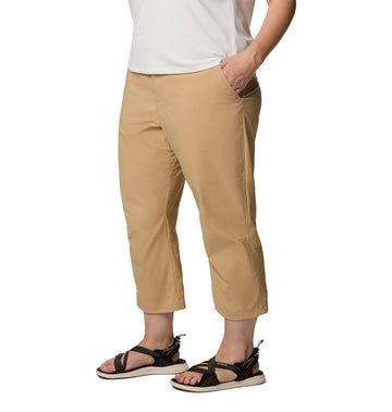Columbia Leslie Falls Capri II sun protection close-up emphasizes UV-ready design.