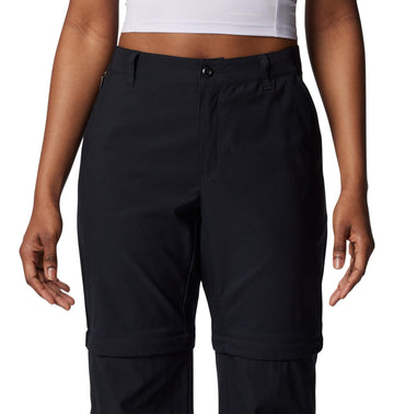Columbia Leslie Falls comfort waistband demonstrates secure, comfortable fit on rugged trails