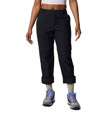 Columbia Leslie Falls front view shows convertible pants ready for trail versatility