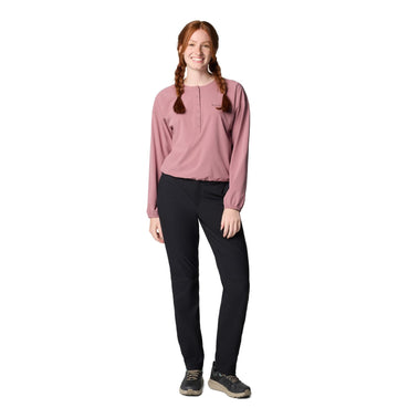 Columbia Leslie Falls II Stretch Pant black side view for town to trail versatility.