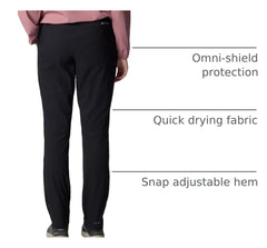Columbia Leslie Falls II Stretch Pant black side view highlighting flexible fabric for movement