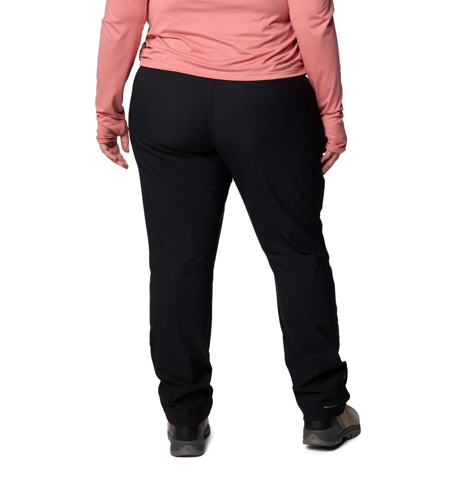 Columbia Leslie Falls II Stretch Pant black waistband closeup emphasizing comfort.
