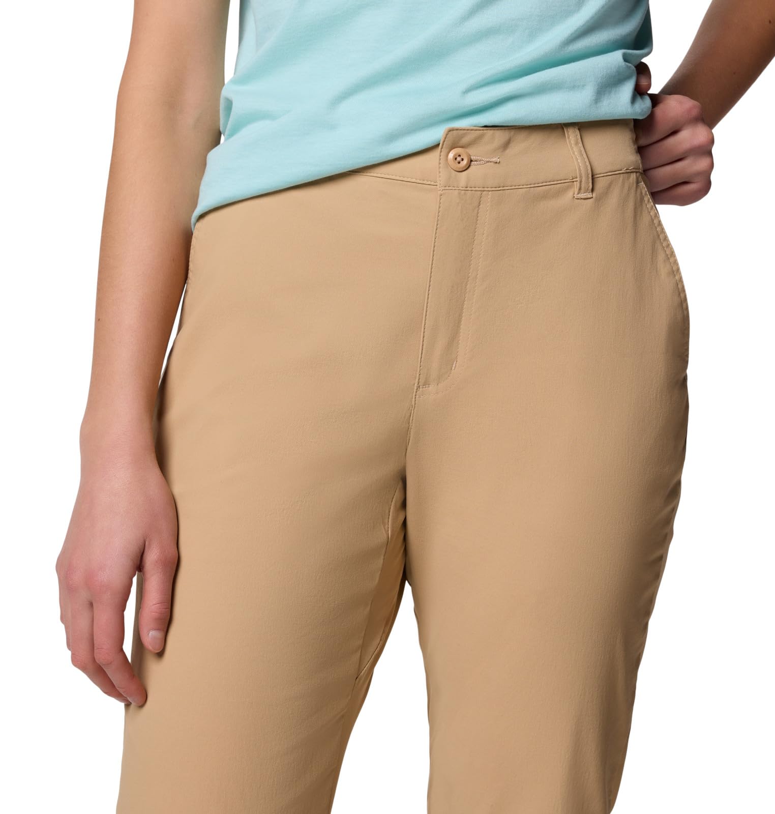 Columbia Leslie Falls II Stretch Pant Canoe belt loops illustrate versatile wear with accessories
