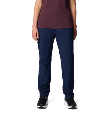 Columbia Leslie Falls II Stretch Pant navy front view emphasizing relaxed active fit for daily wear