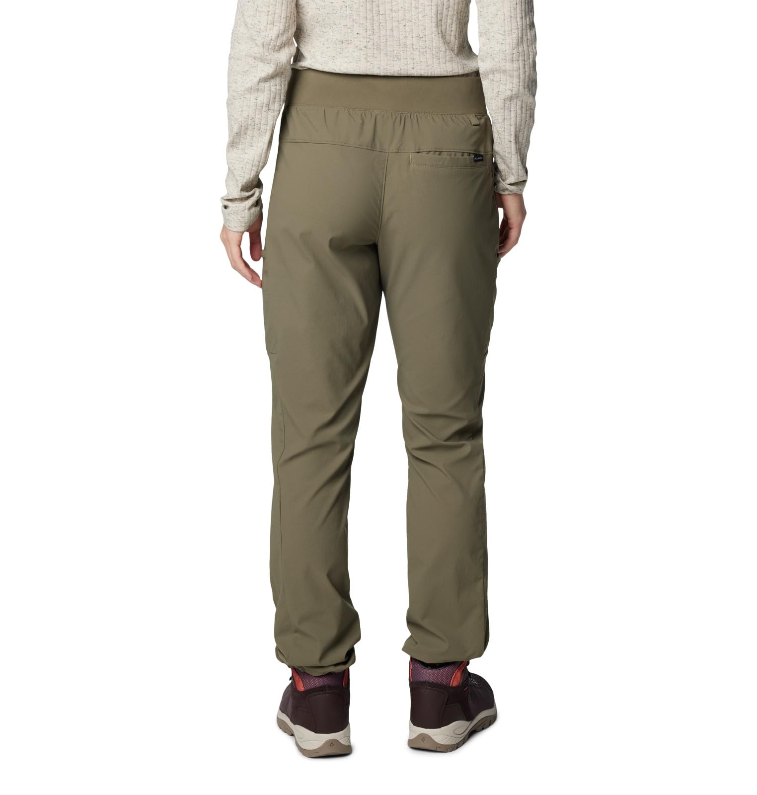 Columbia Leslie Falls Pant Omni-Shield closeup demonstrates stain and rain resistance in daily wear.