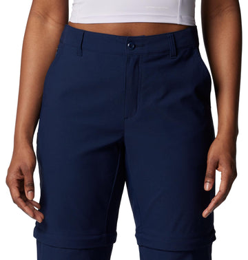 Columbia Leslie Falls pants close-up hem with adjustable snap for fit.