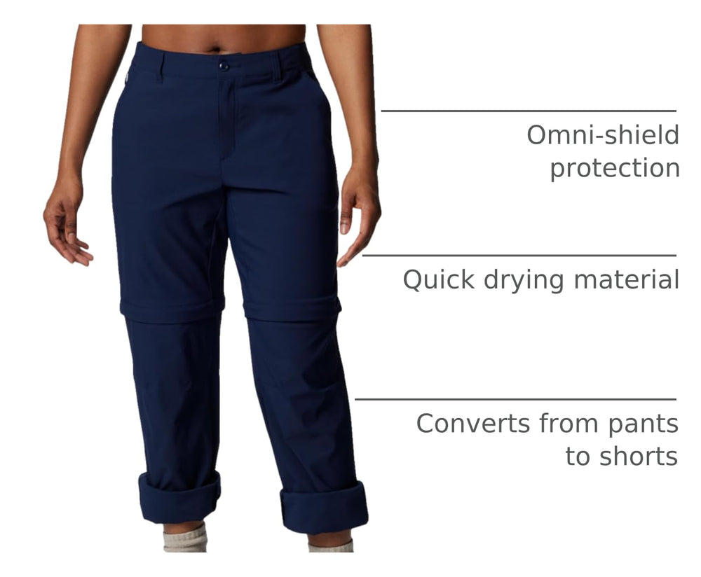 Columbia Leslie Falls pants with zippered pocket offer secure on-trail storage.