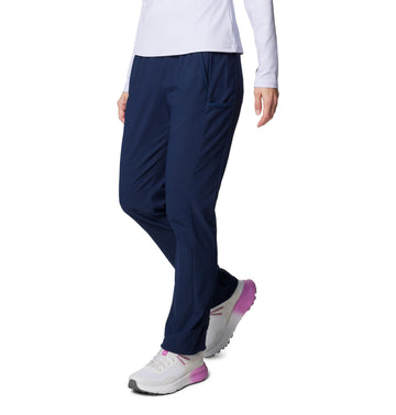 Columbia Leslie Falls pull-on pant navy ankle-cinches, adjustable fit for movement.
