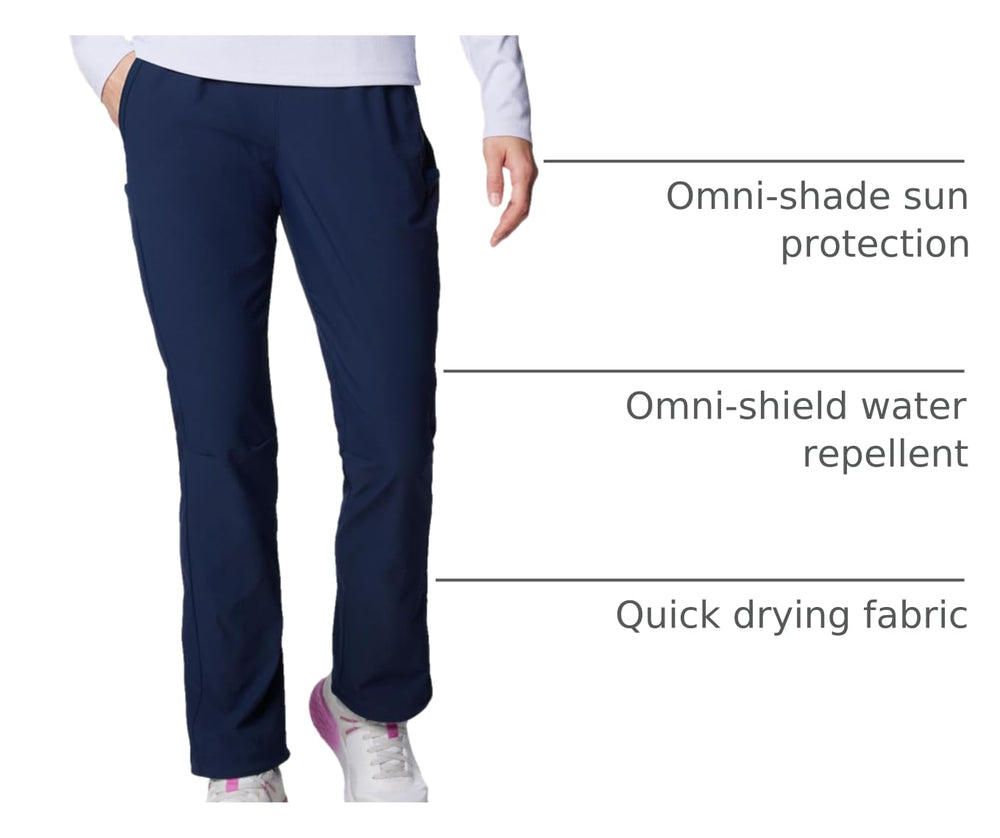 Columbia Leslie Falls pull-on pant navy pocket-detail, secure storage on adventures.