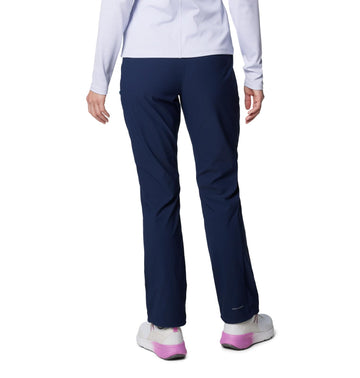Columbia Leslie Falls pull-on pant navy side view, all-day comfort for trails and town.