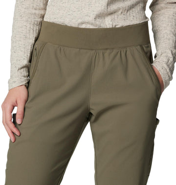 Columbia Leslie Falls pull-on pant stone green ankle cinches for secure fit