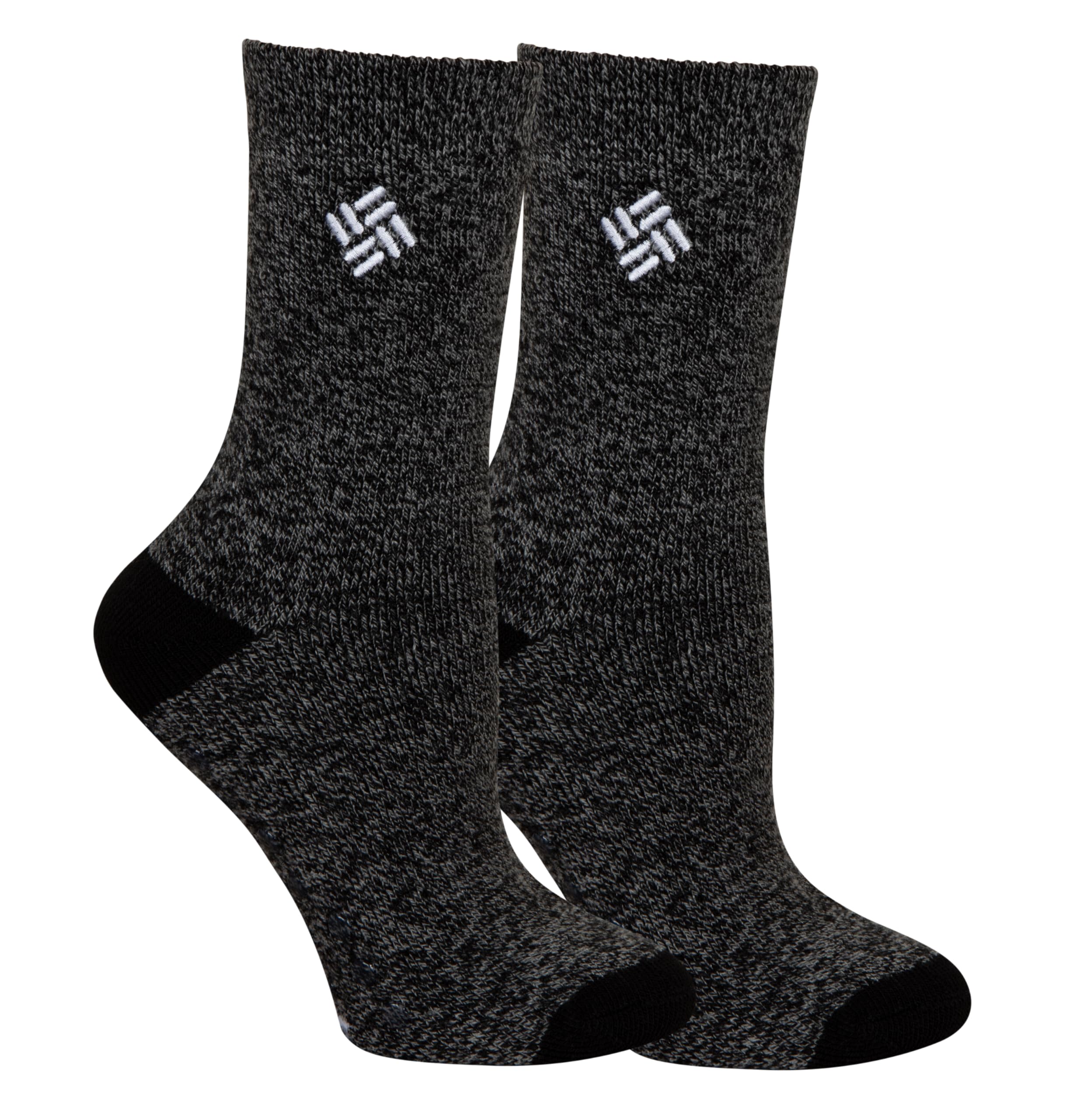 Columbia men's lounge crop crew socks in black, soft and moisture-wicking for all-day comfort.