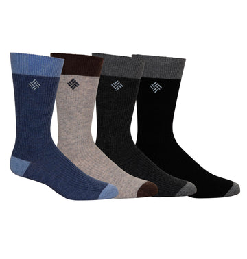 Columbia Men’s textured basics crew socks four-pack, moisture-wicking and supportive for all-day wear