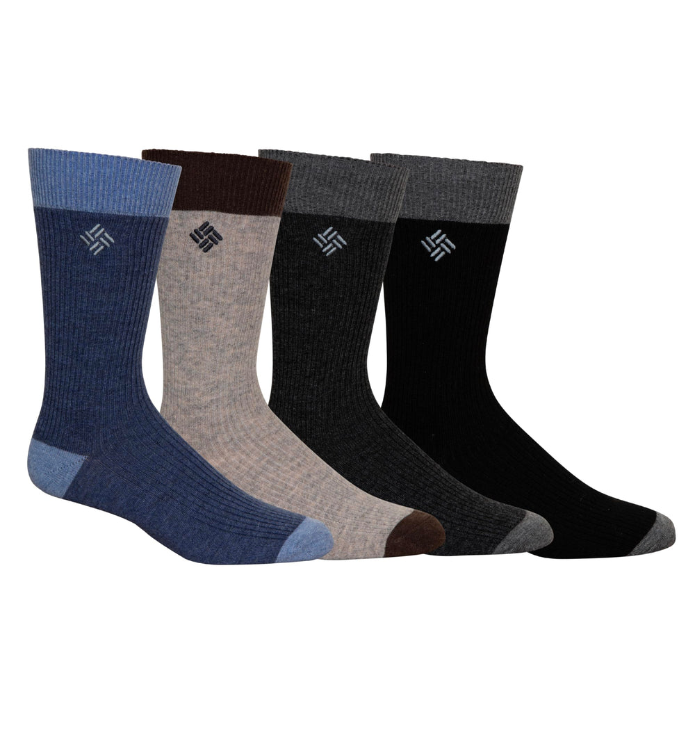 Columbia Men’s textured basics crew socks four-pack, moisture-wicking and supportive for all-day wear
