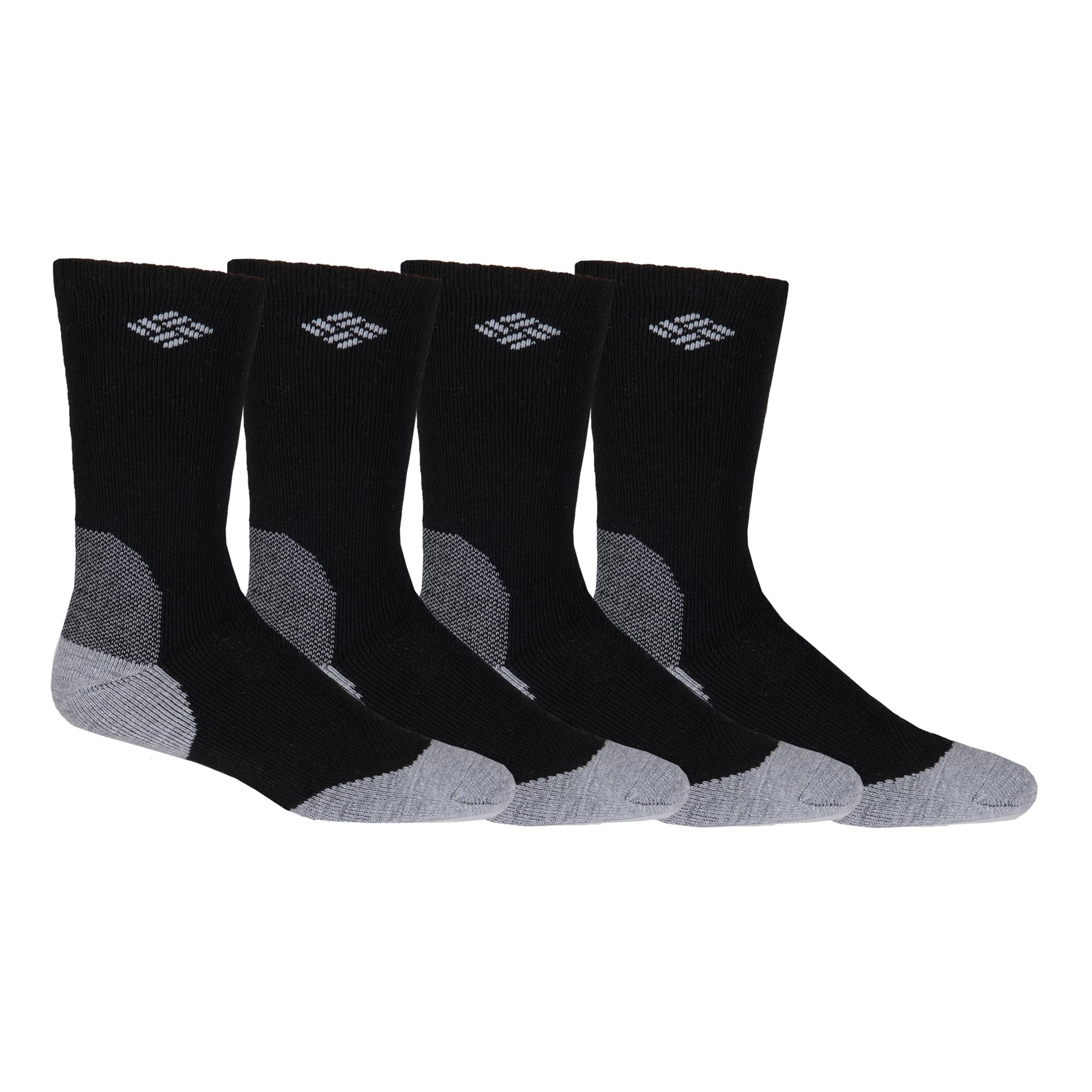 Columbia men's wool crew socks four-pack in black, warm and durable.