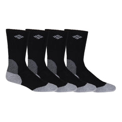 Columbia men's wool crew socks four-pack in black, warm and durable.
