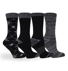 Columbia Moisture-Control Snowflake Argyle Crew Socks in Black Assorted for all-day comfort