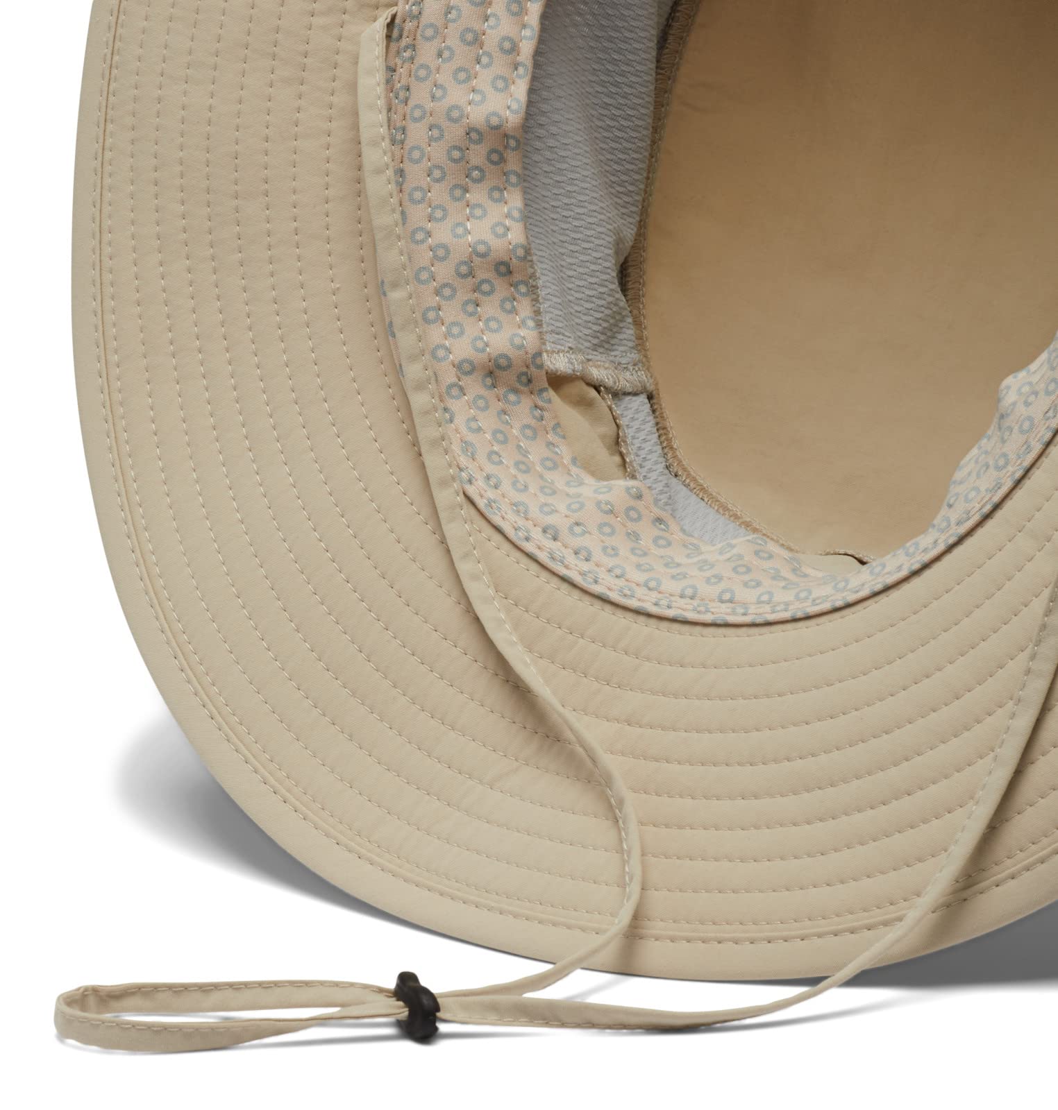 Columbia PFG Backcast Booney Fossil L/XL close-up showing 3 inch brim and mesh ventilation