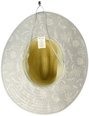 Columbia PFG Baha straw hat on a hiking trail ready for outdoor sun.