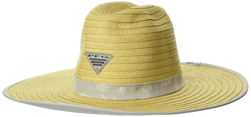 Columbia PFG Baha straw hat with a wide brim for all-day sun protection.