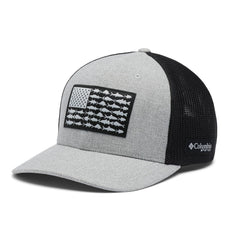 Columbia PFG Fish Flag Mesh Ball Cap high crown in cool grey heather offers all-day comfort.