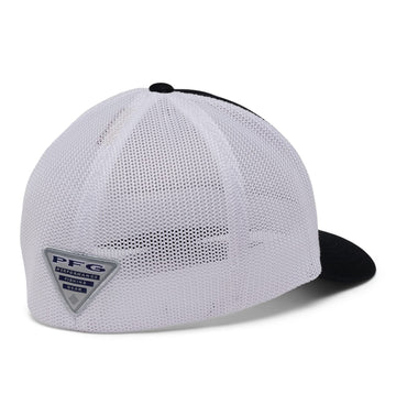 Columbia PFG Hooks mesh back detail shows breathable ventilation for warm days