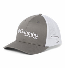 Columbia PFG Logo Mesh Ball Cap front view with pre-formed bill for instant shade
