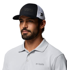 Columbia PFG Mesh 3D Stretch Snap Back, rear view, airy mesh back promotes airflow.