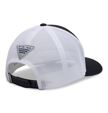 Columbia PFG Mesh 3D Stretch Snap Back, side view, flexible fit for all-day comfort.