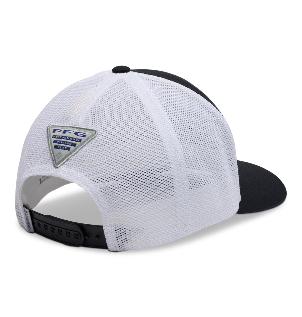 Columbia PFG Mesh 3D Stretch Snap Back, side view, flexible fit for all-day comfort.