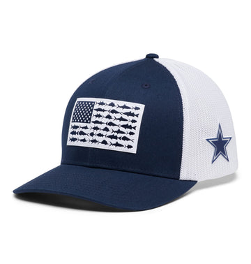 Columbia PFG mesh ball cap front logo, sun protection and clean style in Collegiate Navy.
