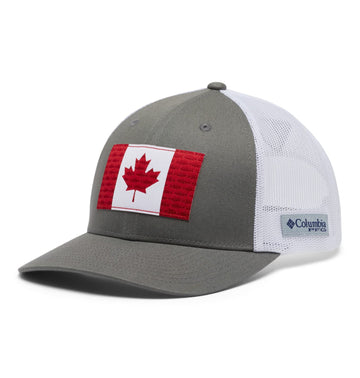 Columbia PFG Mesh Fish Flag Cap front view showing sun protection and compact silhouette