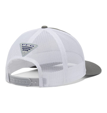Columbia PFG Mesh Fish Flag Cap side view with subtle branding and breathable mesh