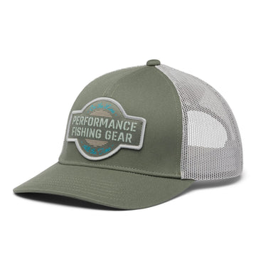 Columbia PFG patch 5-panel snap back front view, versatile outdoor style.