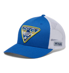 Columbia PFG patch mesh snap back back-closure adjustable demonstrates customizable fit.