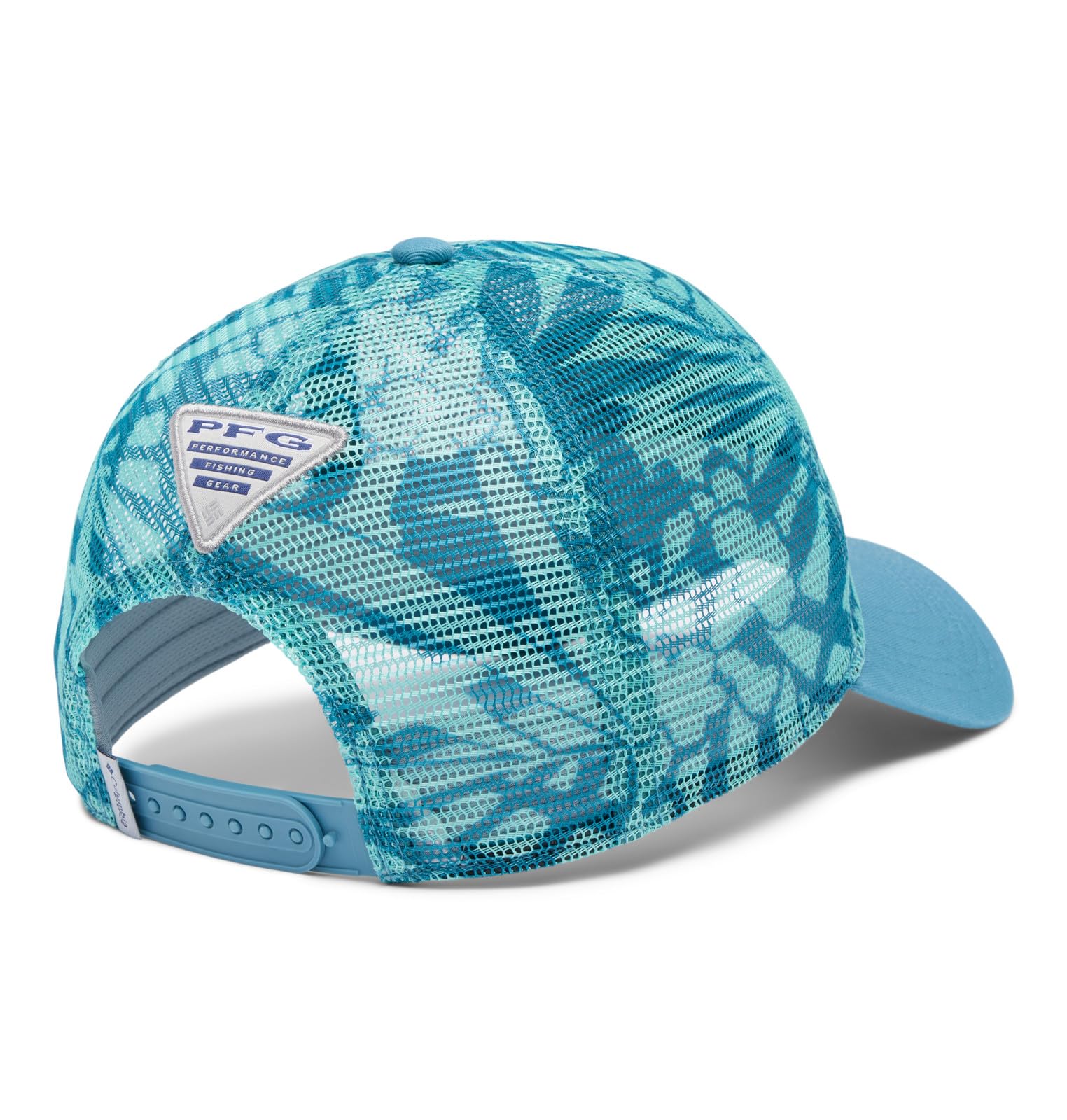 Columbia cap with pre-formed bill provides durable shade during all-day fishing sessions.