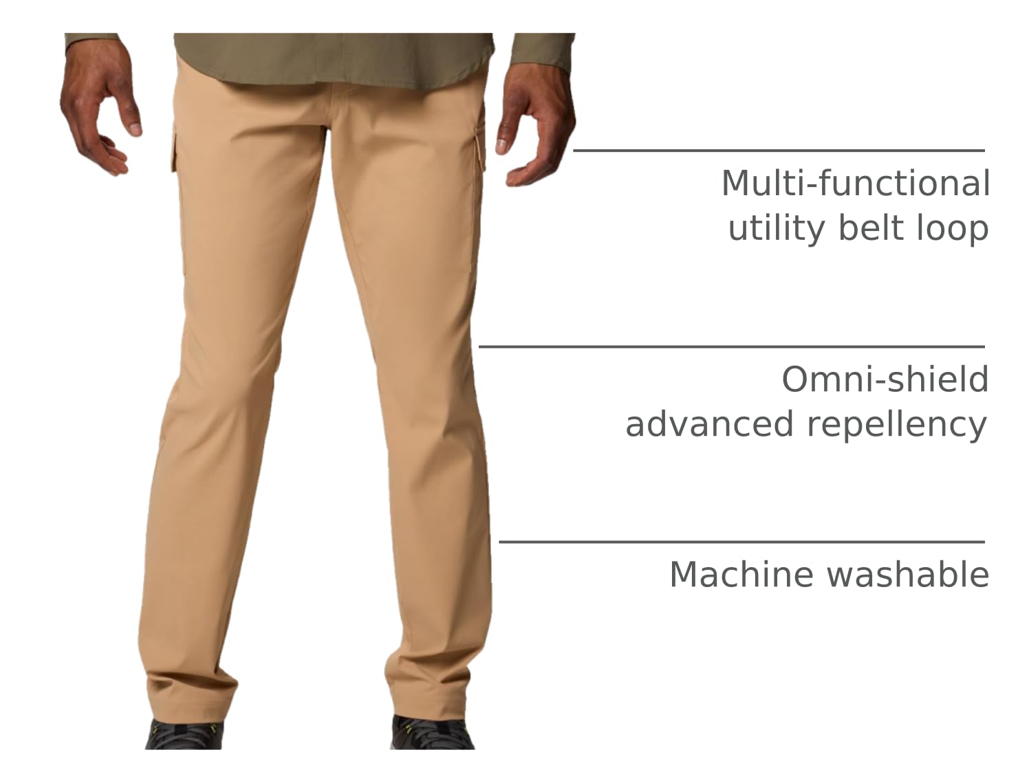 Columbia Tech Trail Utility Pant pocket closeup highlights secure zip and cargo compartments
