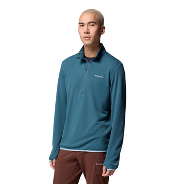 Columbia Tech Trail Utility Warm Half Zip Everblue hem close-up reveals wind seal