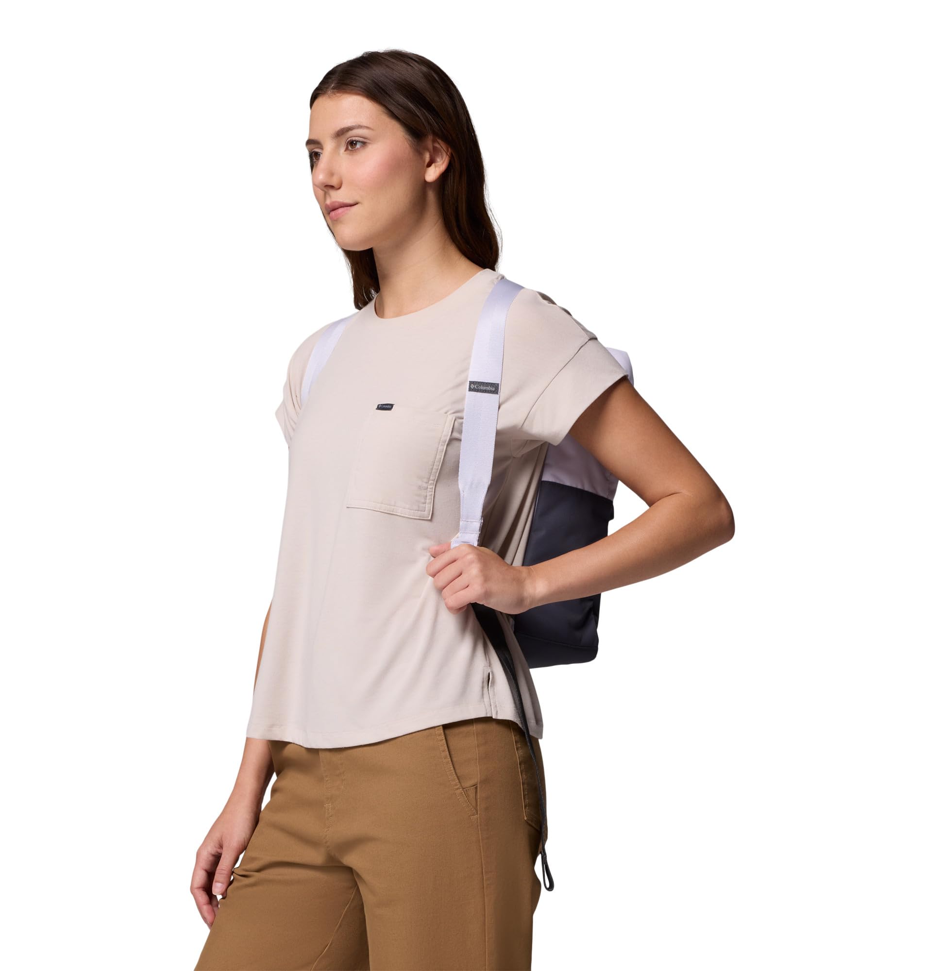 Columbia Trail Traveler 18L backpack water bottle pocket keeps hydration handy.