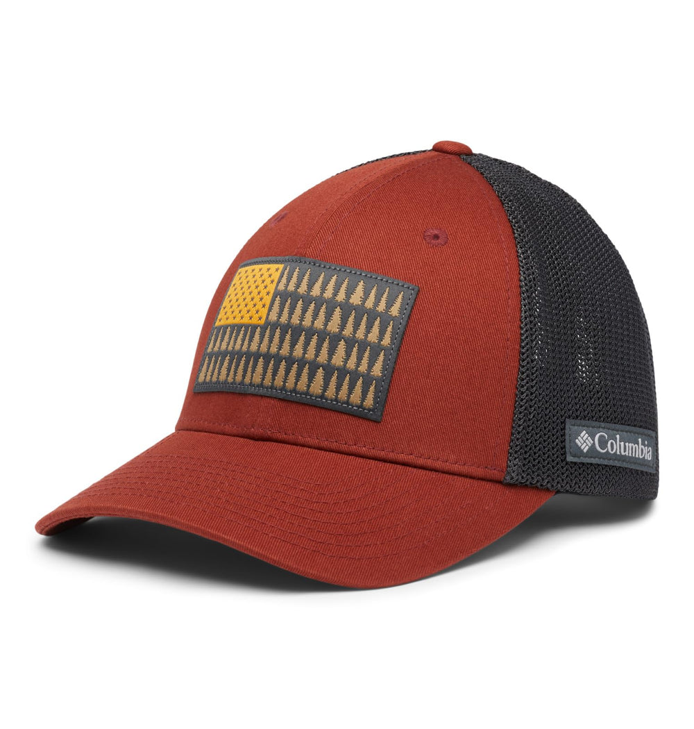 Columbia Tree Flag Ball Cap patch detail highlighting subtle styling for outdoor wear