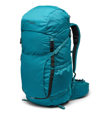 Columbia Triple Canyon 60L backpack front view in River Blue for rugged trails