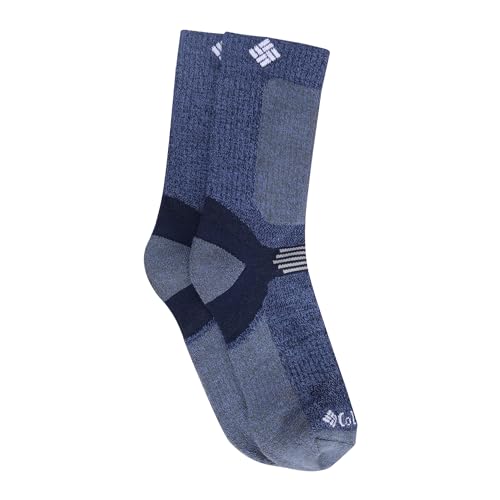 Columbia Ultra Light Weight Hiker Crew Socks navy close-up heel highlighting smooth toe seam