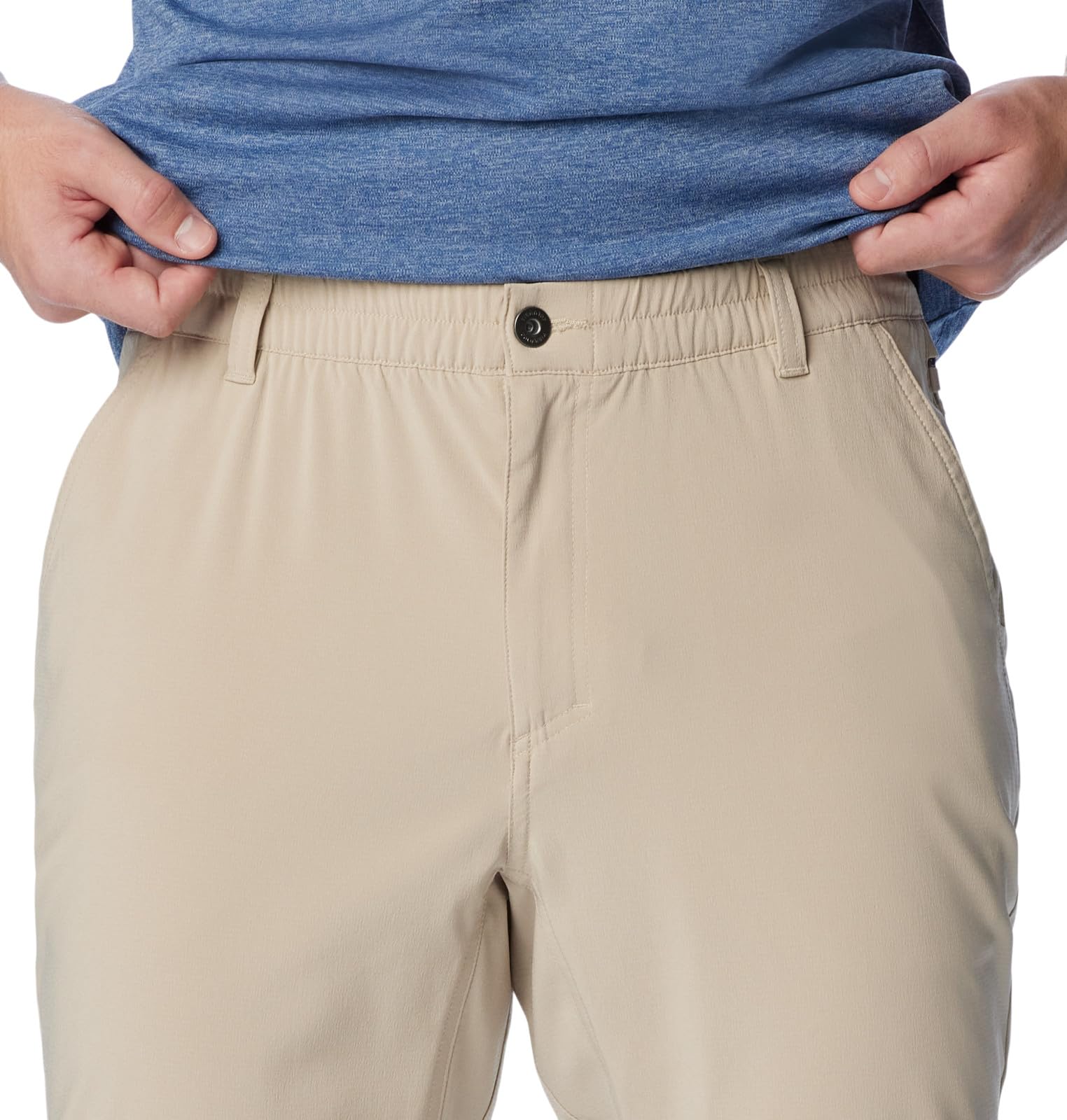Columbia Uncharted Ancient Fossil moisture-wicking action demonstrates quick-drying fabric.