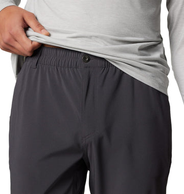 Columbia Uncharted pant shark xx-large cinched ankle demonstrates adjustable fit.