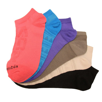 Columbia Wander No Show Pattern Mesh socks in Wild Geranium offer breathable comfort and arch support for daily wear